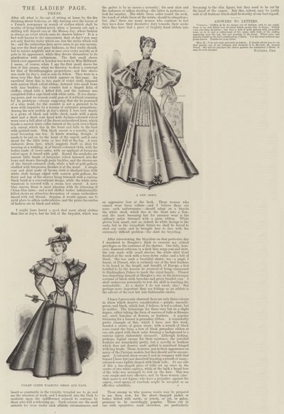 La pagina delle signore, abbigliamento (incisione) da English School