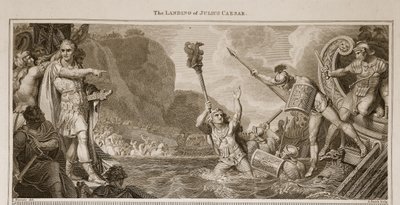 Lo sbarco di Giulio Cesare, illustrazione da La storia d