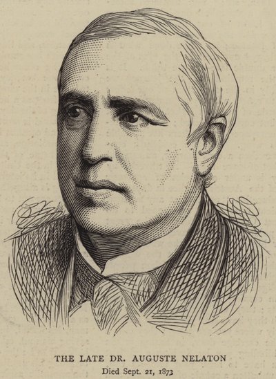 Il defunto Dr Auguste Nelaton (incisione) da English School
