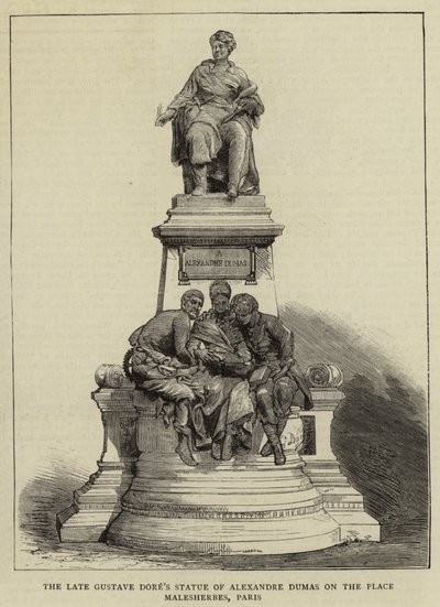 Statua di Alexandre Dumas sulla Place Malesherbes, Parigi (incisione) da English School
