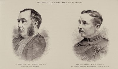 Il Defunto Rev. Rowley Hill, Vescovo di Sodor e Man e il Defunto Capitano E. B. T. Vaughan, 6° Fanteria del Punjab, Uccisi dai Dacoit in Birmania, da The Illustrated London News, 18 giugno 1887 da English School