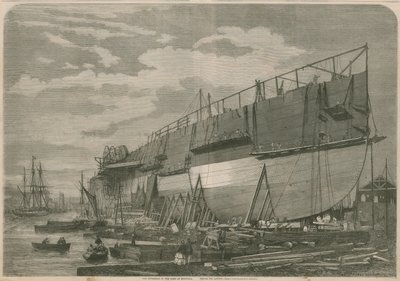 Il Leviathan nel cantiere di Millwall, Londra, prima del varo da English School