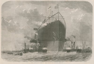 Il Leviathan rimorchiato al suo ormeggio al largo di Deptford da English School