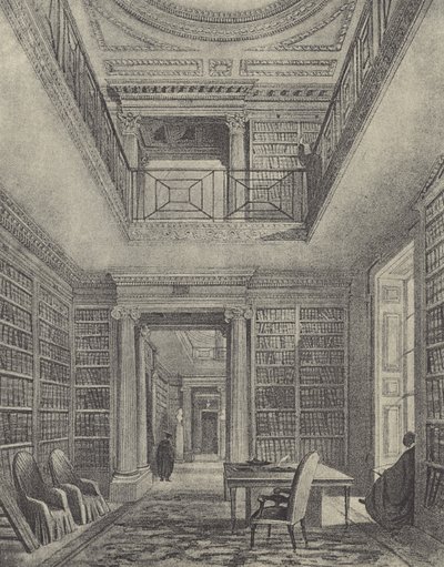 La biblioteca, 1844 (incisione) da English School