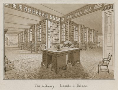 La biblioteca, Palazzo di Lambeth, Londra da English School