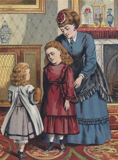 La bambina che era scortese con sua sorella (litografia a colori) da English School