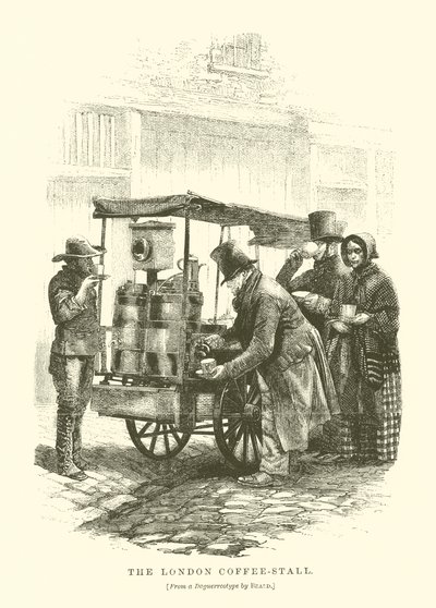 Il chiosco del caffè di Londra (incisione) da English School