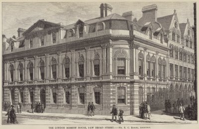 La Casa della Missione di Londra, New Broad Street (incisione) da English School