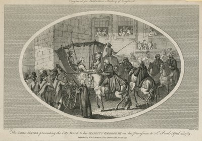Il sindaco che presenta la spada della città a Sua Maestà Giorgio III da English School