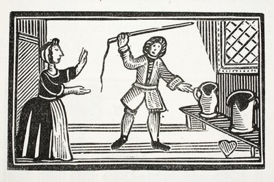 Le folli bravate di Tom Tram, illustrazione da Chap-books del XVIII secolo di John Ashton, pub. 1882 da English School