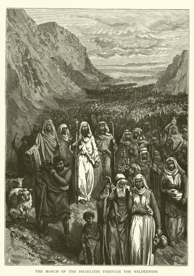 La Marcia degli Israeliti attraverso il deserto (incisione) da English School