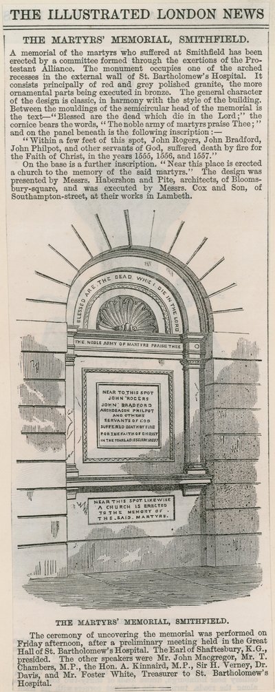 Il Memoriale dei Martiri, Smithfield da English School