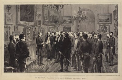 Cena di Gala Ministeriale, prova del Discorso della Regina (incisione) da English School