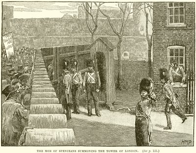 La folla degli Spenceani che convoca la Torre di Londra da English School