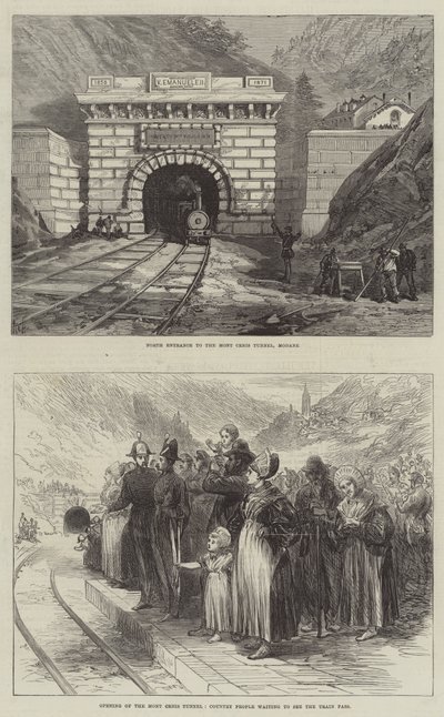 Il tunnel del Moncenisio (incisione) da English School