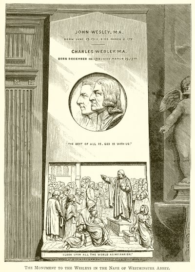 Il monumento ai Wesley nella navata dell