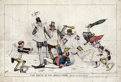 Il Motto della Stampa Liberale, che mostra Napoleone III assalito dalla stampa britannica da English School