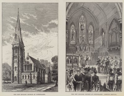 La Nuova Chiesa Inglese a Copenaghen (incisione) da English School