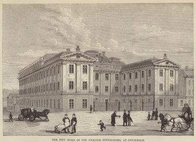 La Nuova Casa dei Massoni Svedesi, a Stoccolma (incisione) da English School