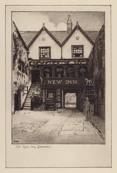 Il New Inn, Gloucester (litografia) da English School