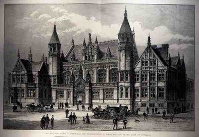 I nuovi tribunali di Birmingham, la cui pietra angolare è stata posata dalla Regina, da The Illustrated London News, 26 marzo 1887 da English School