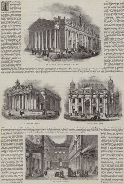 La Nuova Borsa Reale, Londra, con disegni alternativi (incisione) da English School