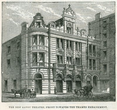 Il nuovo Savoy Theatre, fronte verso il Thames Embankment da English School
