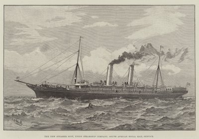 Il nuovo piroscafo Scot, Union Steamship Company, servizio postale reale sudafricano da English School