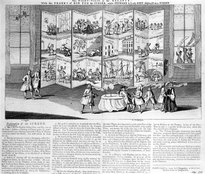 La visita notturna o la ricaduta: con le bravate di Bob Fox il giocoliere mentre era amministratore di Lady Britannia, mostrato su uno schermo da English School