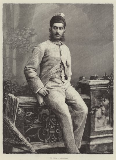 Il Nizam di Hyderabad (incisione) da English School