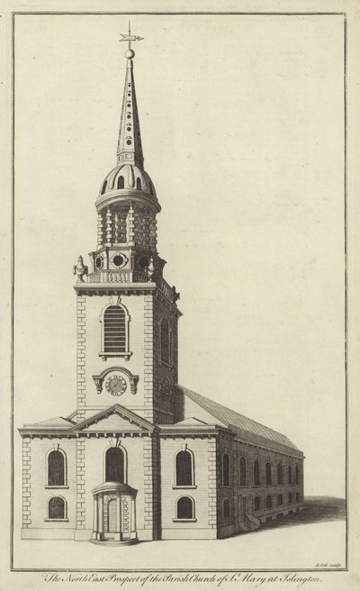Prospetto nord-est della Chiesa parrocchiale di St Mary a Islington da English School