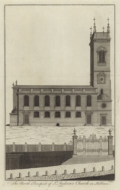 Prospetto nord della Chiesa di St Andrew a Holborn da English School