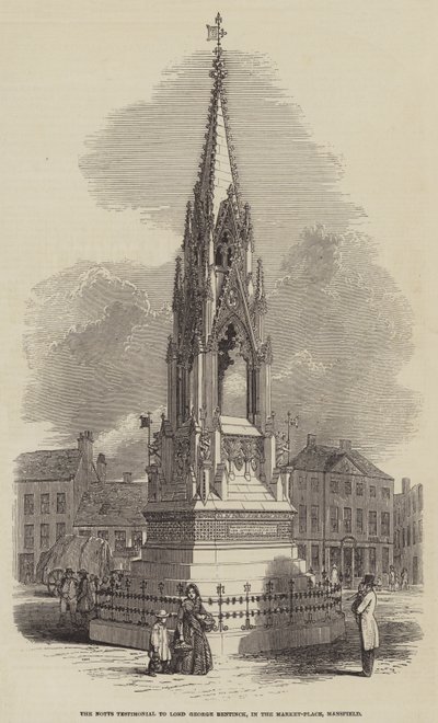 Il Testimonial di Notts a Lord George Bentinck, nella Piazza del Mercato, Mansfield da English School