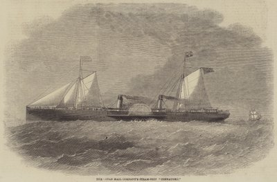 La nave a vapore della Ocean Mail Company "Connaught" (incisione) da English School