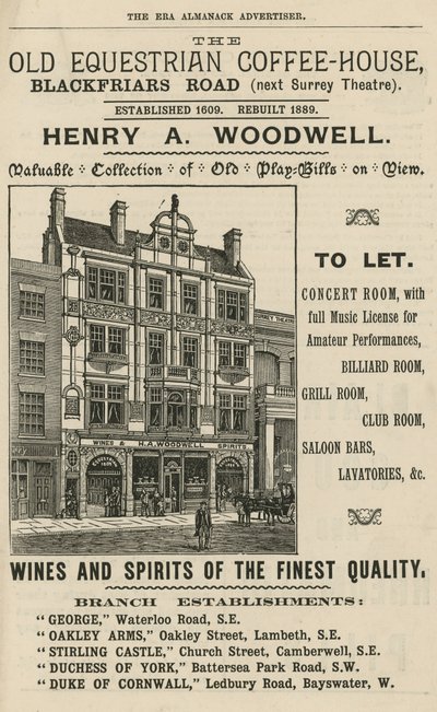 The Old Equestrian Coffee House, Blackfriars Road, Londra da English School
