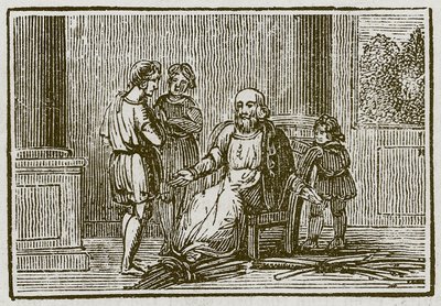Il vecchio e i suoi figli (incisione) da English School