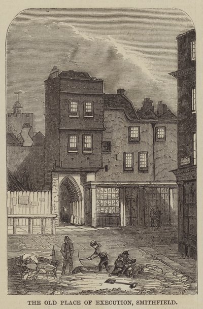 Il vecchio luogo di esecuzione, Smithfield (incisione) da English School