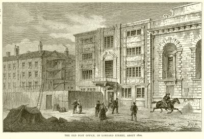 Il vecchio ufficio postale, in Lombard Street, intorno al 1800 da English School