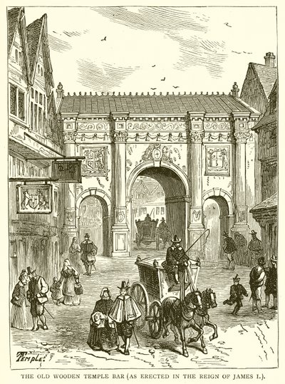 Il vecchio Tempio Bar di legno (costruito durante il regno di Giacomo I) da English School