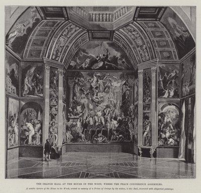 La Sala Arancione alla Casa nel Bosco, dove si riunisce la Conferenza di Pace (incisione) da English School