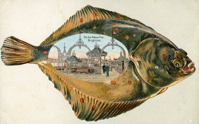 Il Palace Pier, Brighton dentro una suola, 1880-1900 da English School