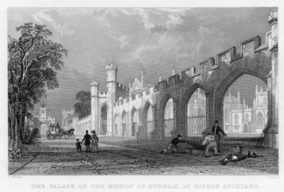 Il palazzo del vescovo di Durham, a Bishop Auckland, 1833 da English School
