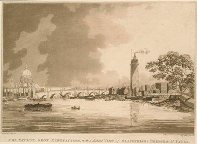 La Fabbrica di Pallini Patent, con una vista lontana del Ponte di Blackfriars e di San Paolo, Londra da English School