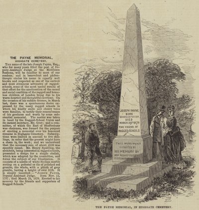 Il Memoriale Payne, nel cimitero di Highgate (incisione) da English School
