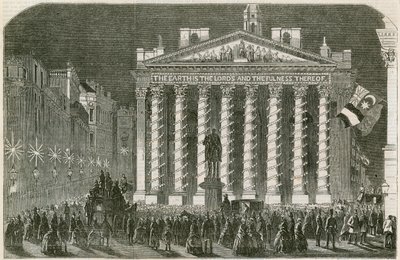 Le illuminazioni della pace al Royal Exchange, Londra, 29 maggio 1856 da English School