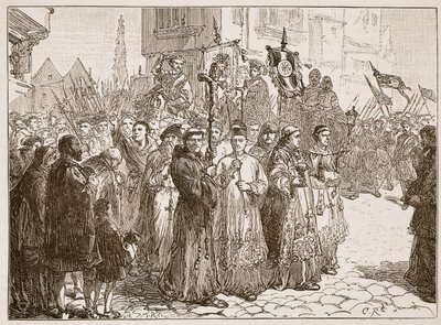 Il pellegrinaggio della grazia nel 1536, illustrazione da Cassells Illustrated History of England da English School