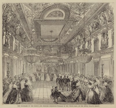 La polacca del principe e della principessa Federico-Guglielmo nella Sala Bianca del Palazzo Reale, Berlino (incisione) da English School
