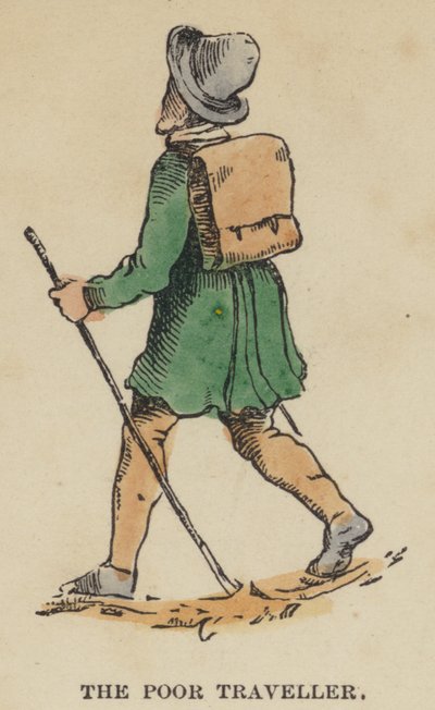Il Povero Viaggiatore (incisione colorata) da English School