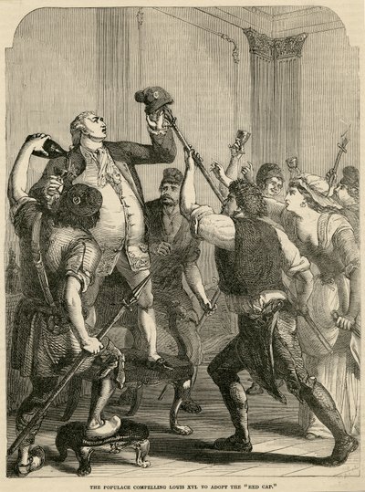 Il popolo costringe Luigi XVI ad adottare il berretto rosso, 1792 da English School