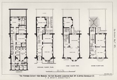 "Il Portman Estate," Nuova Villa per Sir Baldwyn Leighton, Barone, No 2, Upper Berkeley Street da English School